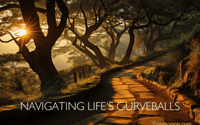 Winding path at sunset with trees, symbolizing life’s curveballs and the journey of authentic leadership.